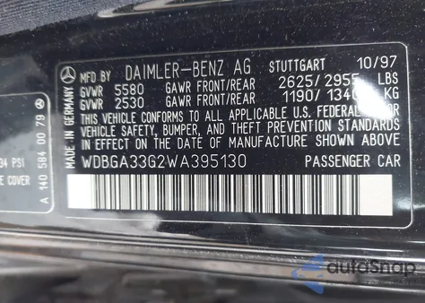 1998 Mercedes-Benz S 320 from USA, damaged, VIN WDBGA33G2WA395130